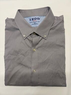 Izod Slim Fit Button-Down Dress Shirt in‎ Gray